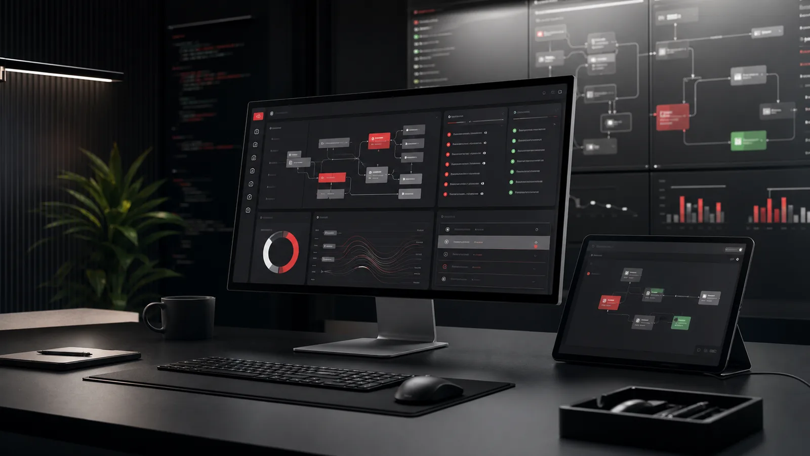 Painel de sistema web sob medida com fluxos, dashboards e automações para operações empresariais
